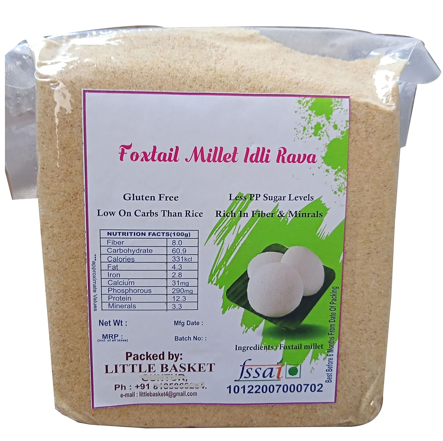 FOXTAIL MILLET IDLI RAVA(400G X2) Amazon.in Grocery & Gourmet Foods