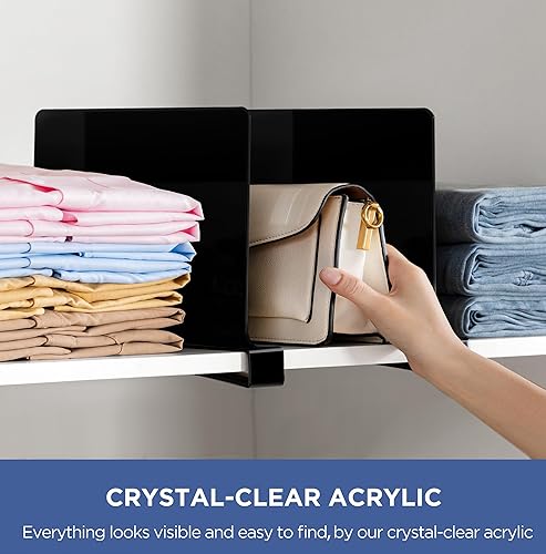 Miniatura 3 de HBlife Paquete de 8 separadores de estantes negros, organizador vertical de bolso para armario, perfecto para suéteres, camisas, bolsos en el