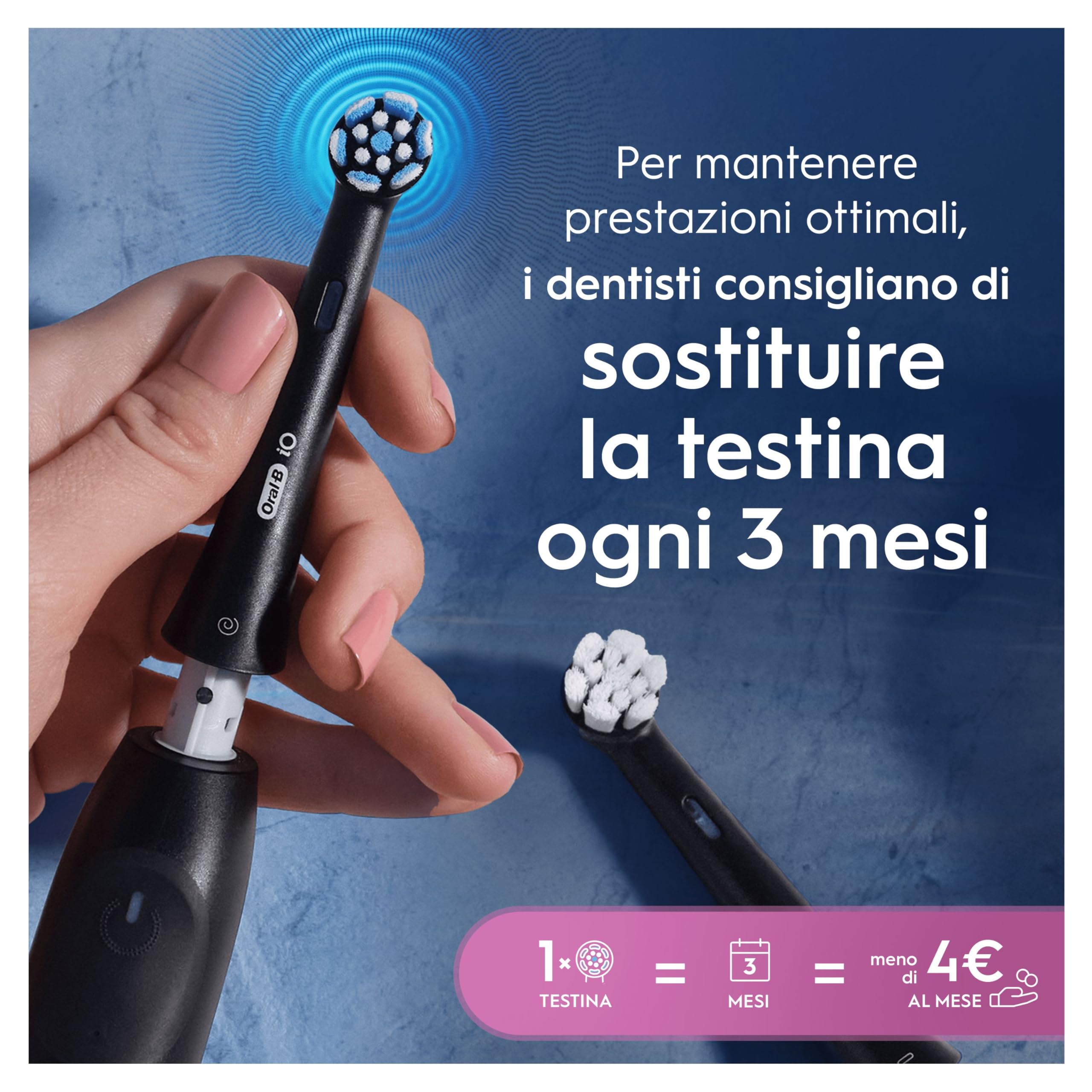 Oral-B Testine di Ricambio iO Gentle Care, Nere, 6 Ricambi - 6 Testine di Ricambio per Spazzolino Elettrico, Rotonde Originali per Gengive Sensibili, Setole Angolate per Rimuovere la Placca