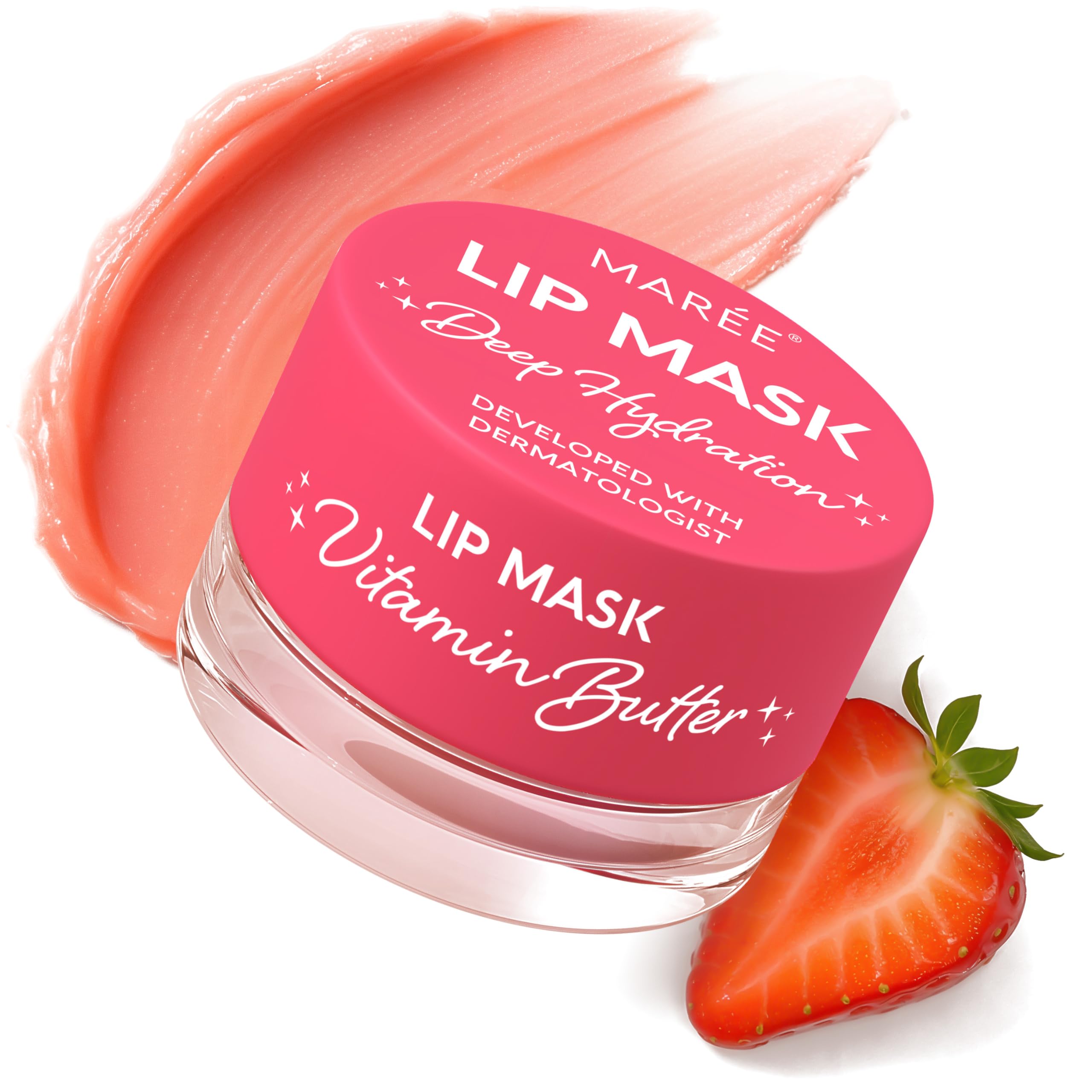 MAREE Lip Mask Overnight - Lip Moisturizer For Very Dry Lips - Hydrating Lip Butter Balm with Hyaluronic Acid & Collagen - Overnight Lip Treatment - Lip Sleeping Mask Repair - Hidratante de LabiosClimatePartner certified