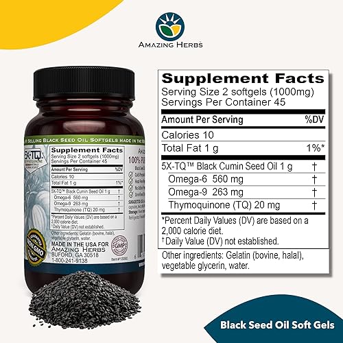 Miniatura 6 de Amazing hierbas aceite de semilla negra 90Cápsulas, 500mg, 2