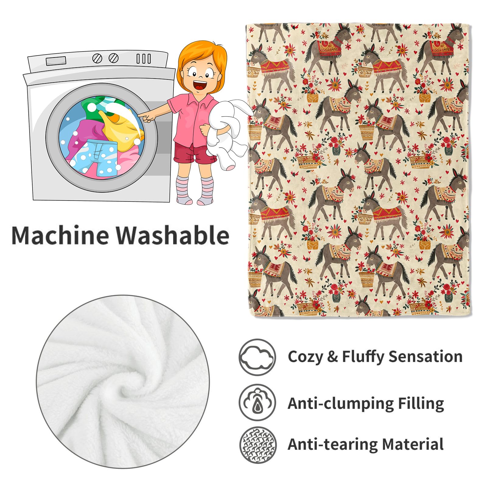 VODRM Spooky Goth Blanket Gothic Black Cats, Skulls, and Bats Throw Blankets Gifts for Girls Boys Adults Lightweight Soft Fleece Cozy for Sofa Couch Bed Room Travel Birthday Halloween Decor 50x60in: 40x50in Donkey