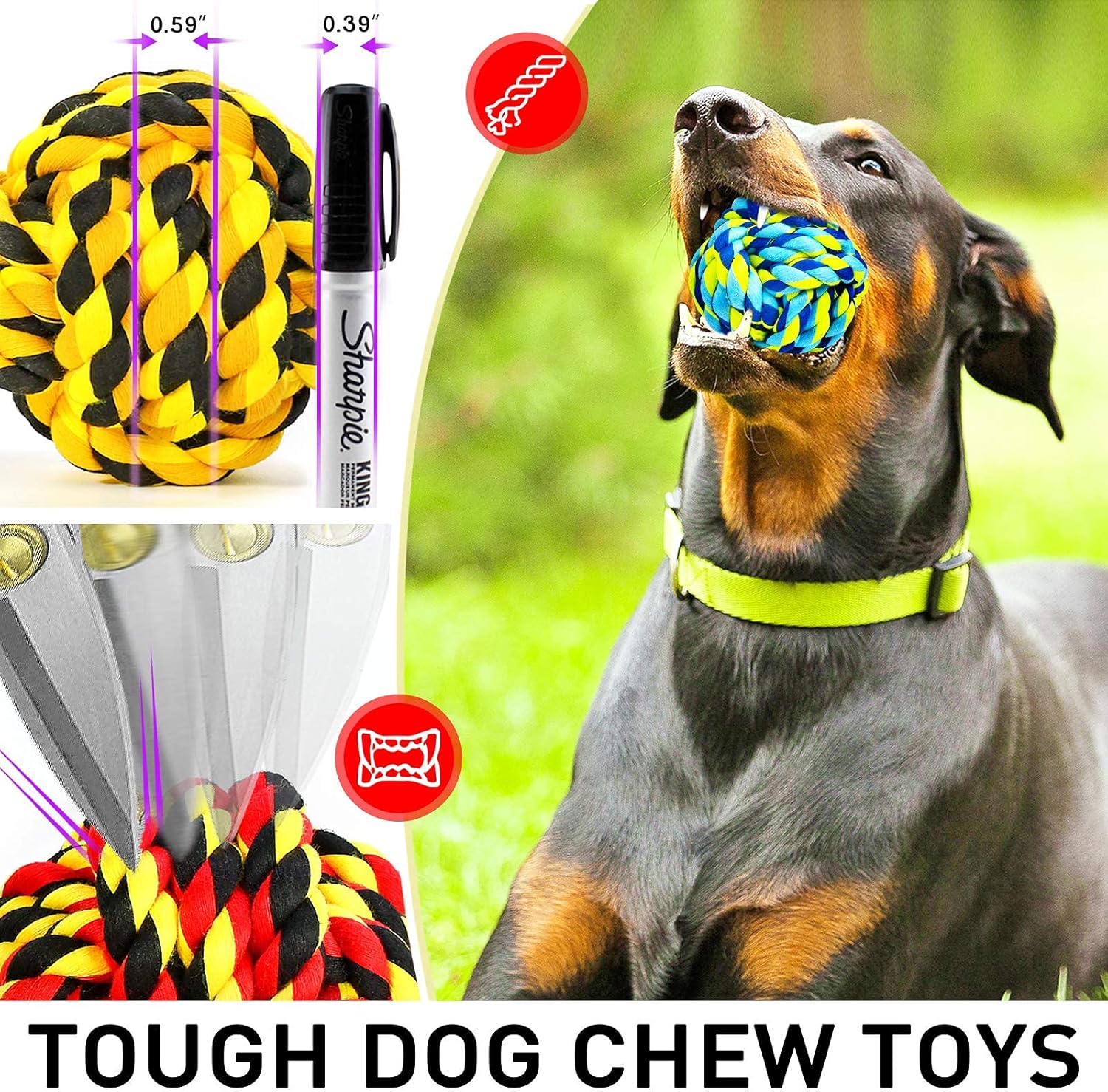 SHARLOVY XL Dog Chew Toys for Aggressive Chewers, Dog Balls for Large Dogs,Heavy Duty Dog Toys,Dog Squeaky Toys for Small Dogs,Stuffed Animal Puppy Toys,Cute Puppy Chew Toys