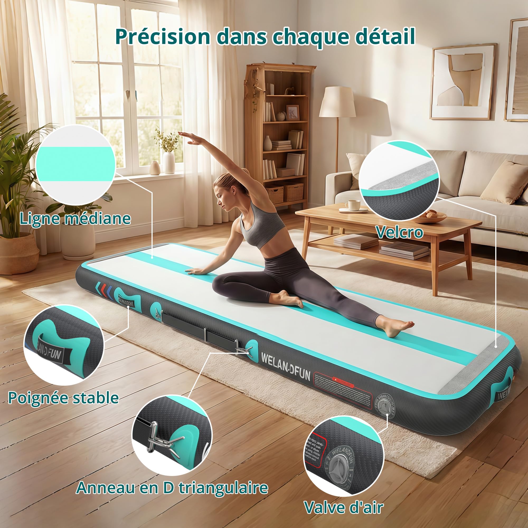 Air Tumbling Track 3/4/5/6M Tapis Gonflable de Gymnastique Tapis de culbuteur Tapis de Gymnastique Gonflable pour l'exercice