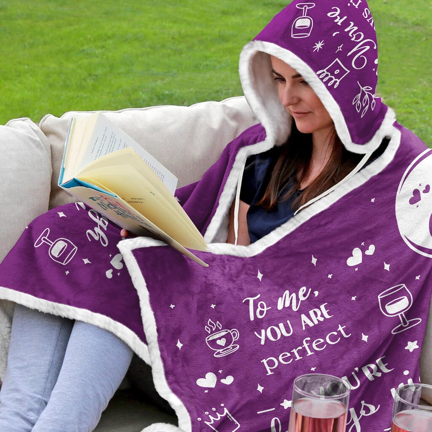 Wife Fleece Wearable Blanket Hoodie - Wife Gifts from Husband - Gifts for Wife for Christmas, Wife Birthday Gift Idea, Gifts for Her for Anniversary, Valentines Day Gifts for Her - Image 6