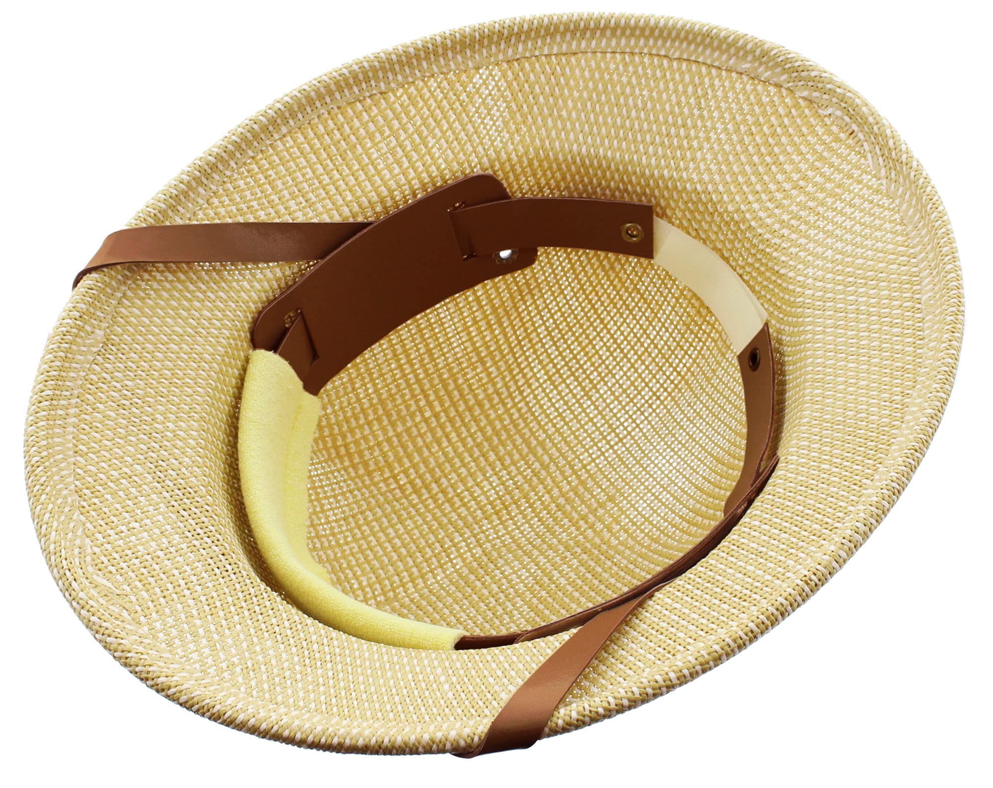 Milani Straw Pith Helmet Outdoor Hat with Adjustable Headband for Jungle Safari Explorer Costume (Tan/White)