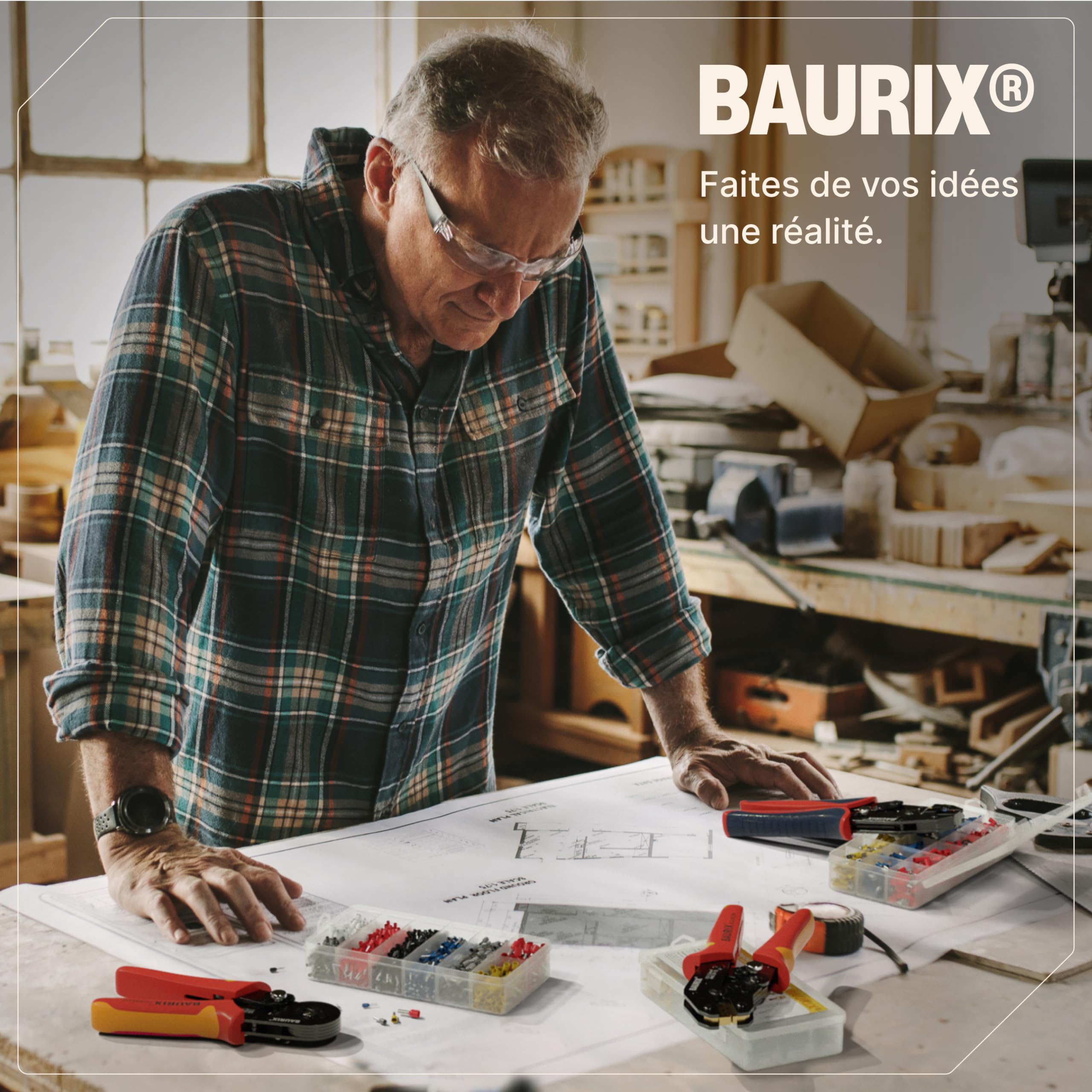 BAURIX® Pinces à Sertir avec 300 mâle et femelle Embouts Cable - Pince à Sertir Èlectriques pour Connecteurs 0,50-2,50 mm² - Pince a Cosse - Crimps