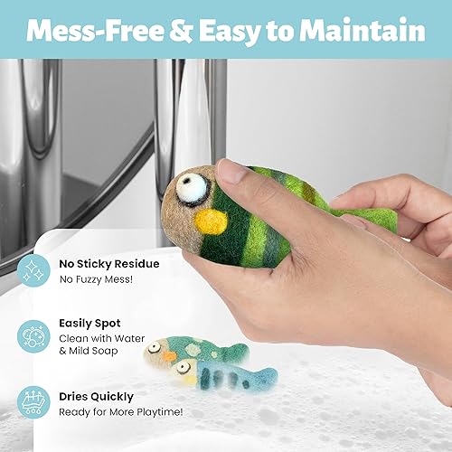 Miniatura 7 de Woolbuddy Juguetes para gatos de lana de fieltro, 3 juguetes para patadas de peces para gatos de interior, sin hierba gatera y duraderos