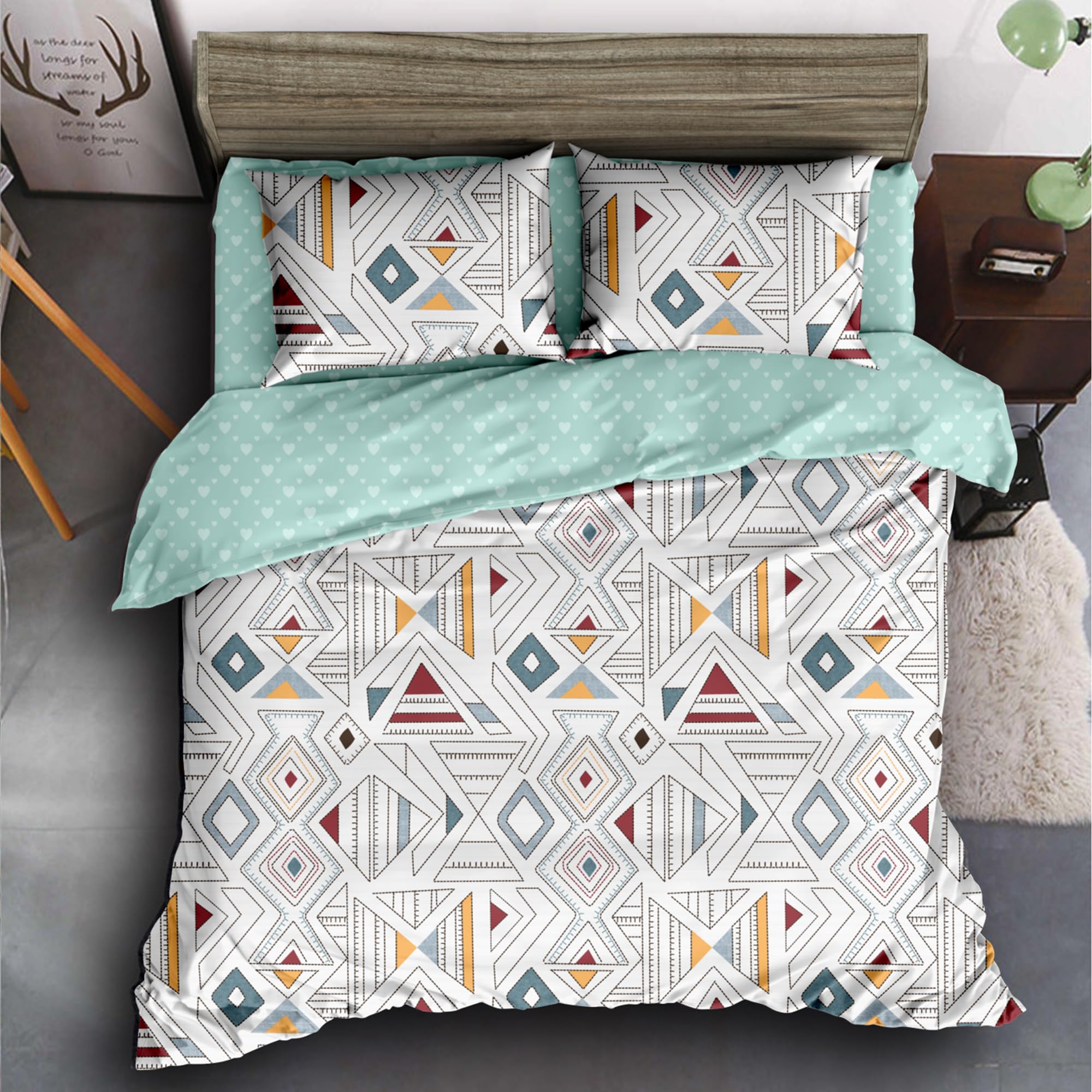 Story@Home Bedsheet for Double Bed with 2 Pillow Covers| Microfiber bedsheet | Soft & Light-Weight | Bedsheets for Double Bed | 225x250cm | 240TC | White | Abstract | Perfect for Festive Gifting