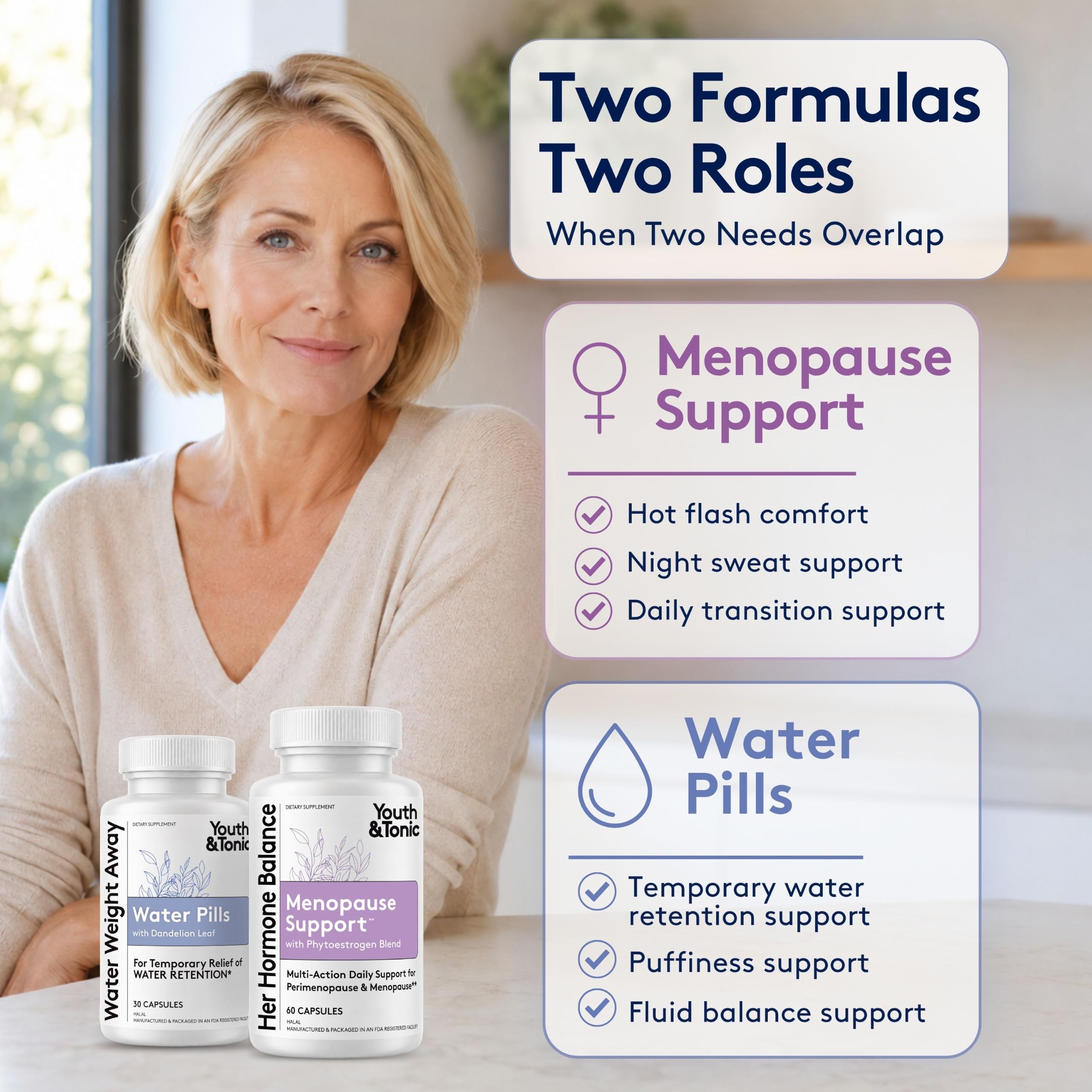 Youth & Tonic 2pk Menopause & Water Weight Loss, Fluid & Hormone Balance — Amazon image 2