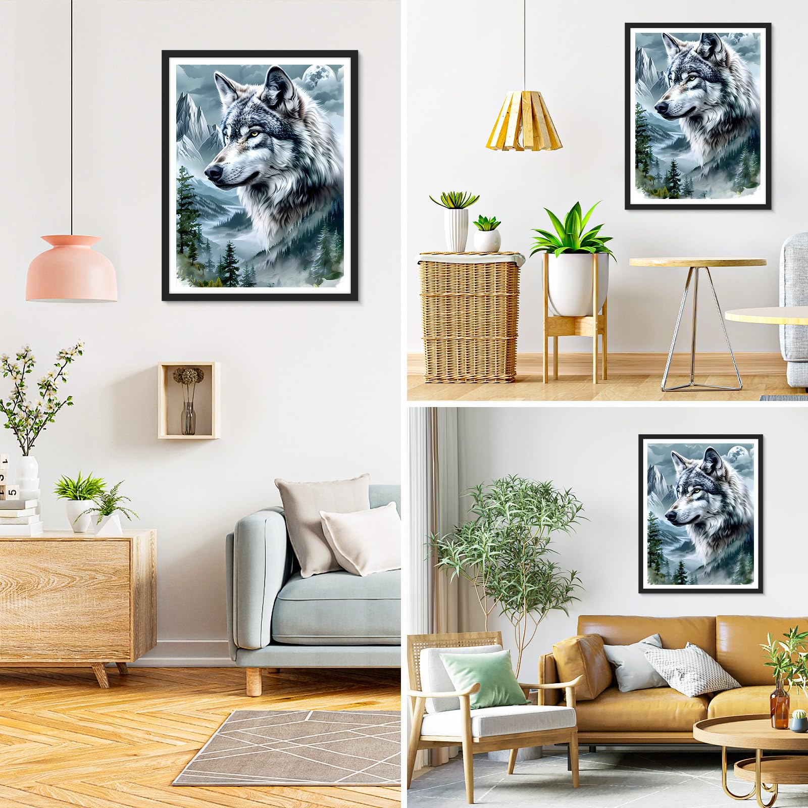 RICUVED Kleurrijke wolf diamant schilderij kits, 5D dier diamant