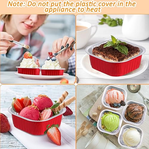 Miniatura 5 de 150 moldes desechables de 10 onzas para hornear pasteles con tapas, papel de aluminio de San Valentín, tazas para hornear cupcakes para pudín,