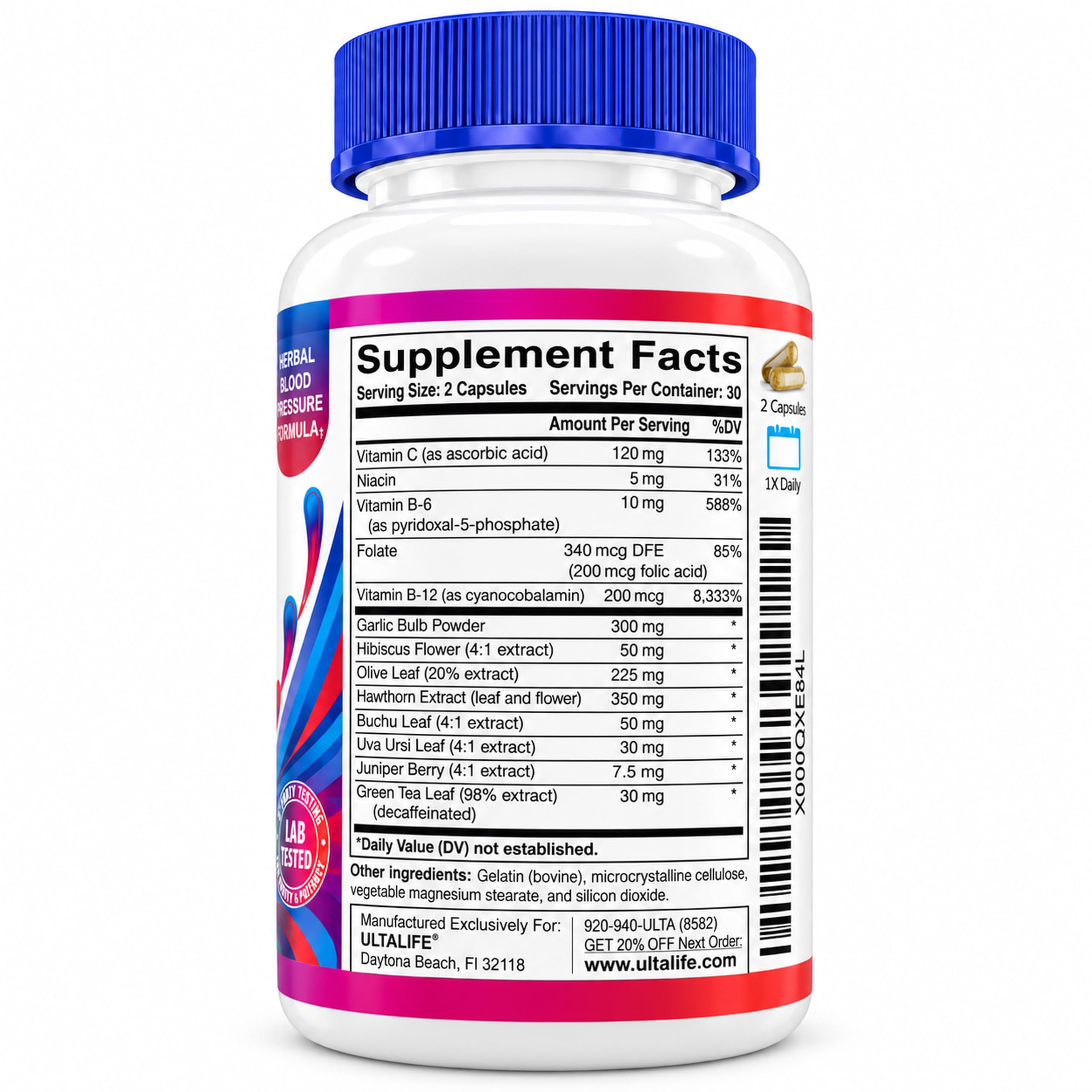 ULTALIFE Advanced Blood Pressure Support Supplements Hawthorn, Hibiscus + — Amazon image 3