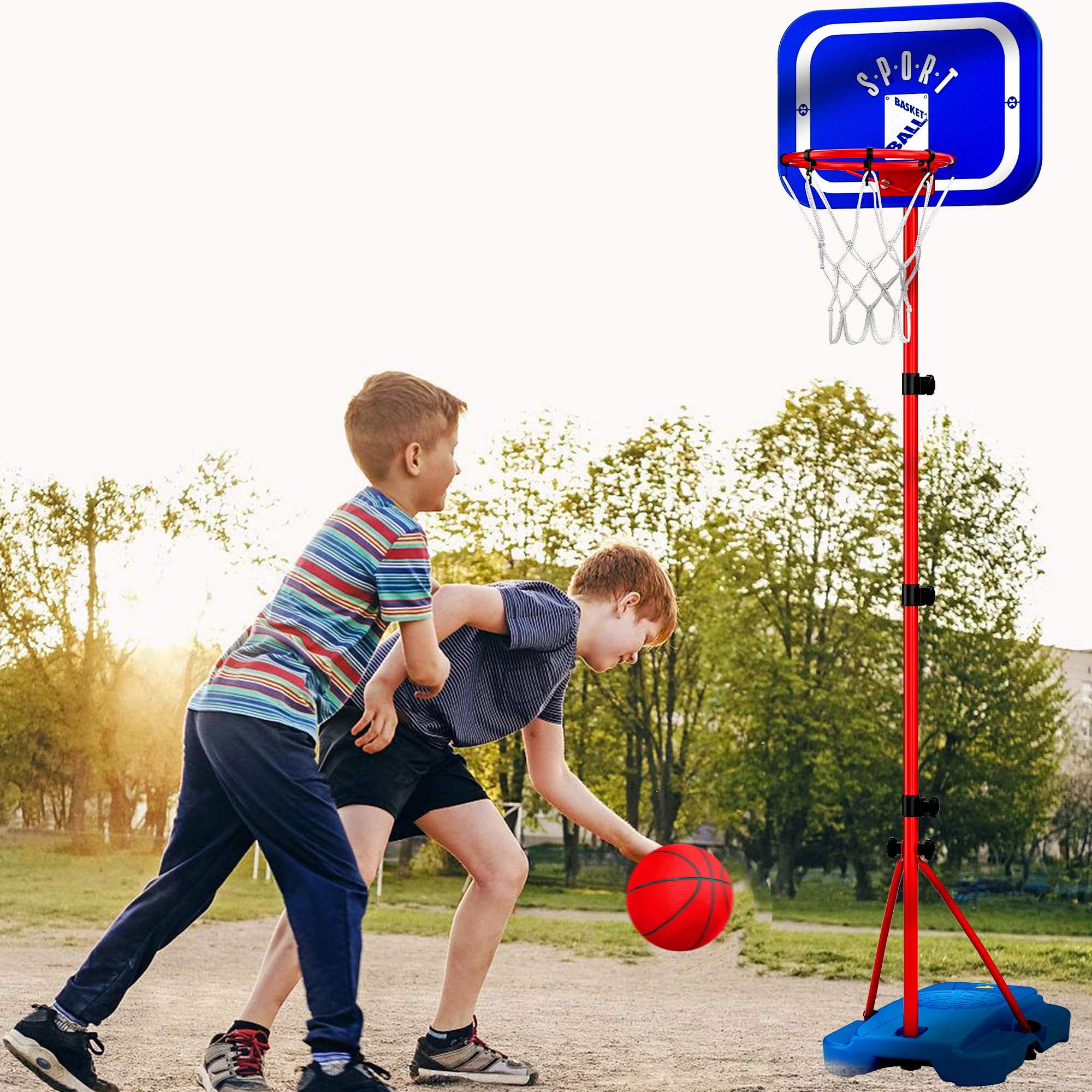 GILIKOKO Basketball Basket with Stand, 110-190 cm, Height Adjustable, Outdoor and Indoor Toy for Children