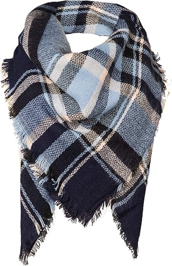 Surblue Warm Stylish Elegant British Style Color Blocking Plaid Shawl Blanket Scarf