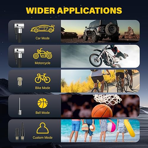 Miniatura 6 de Inflador de neumáticos, compresor de aire portátil, bomba de aire de 150 PSI para neumáticos de automóvil, bomba de neumáticos de inflado rápido de