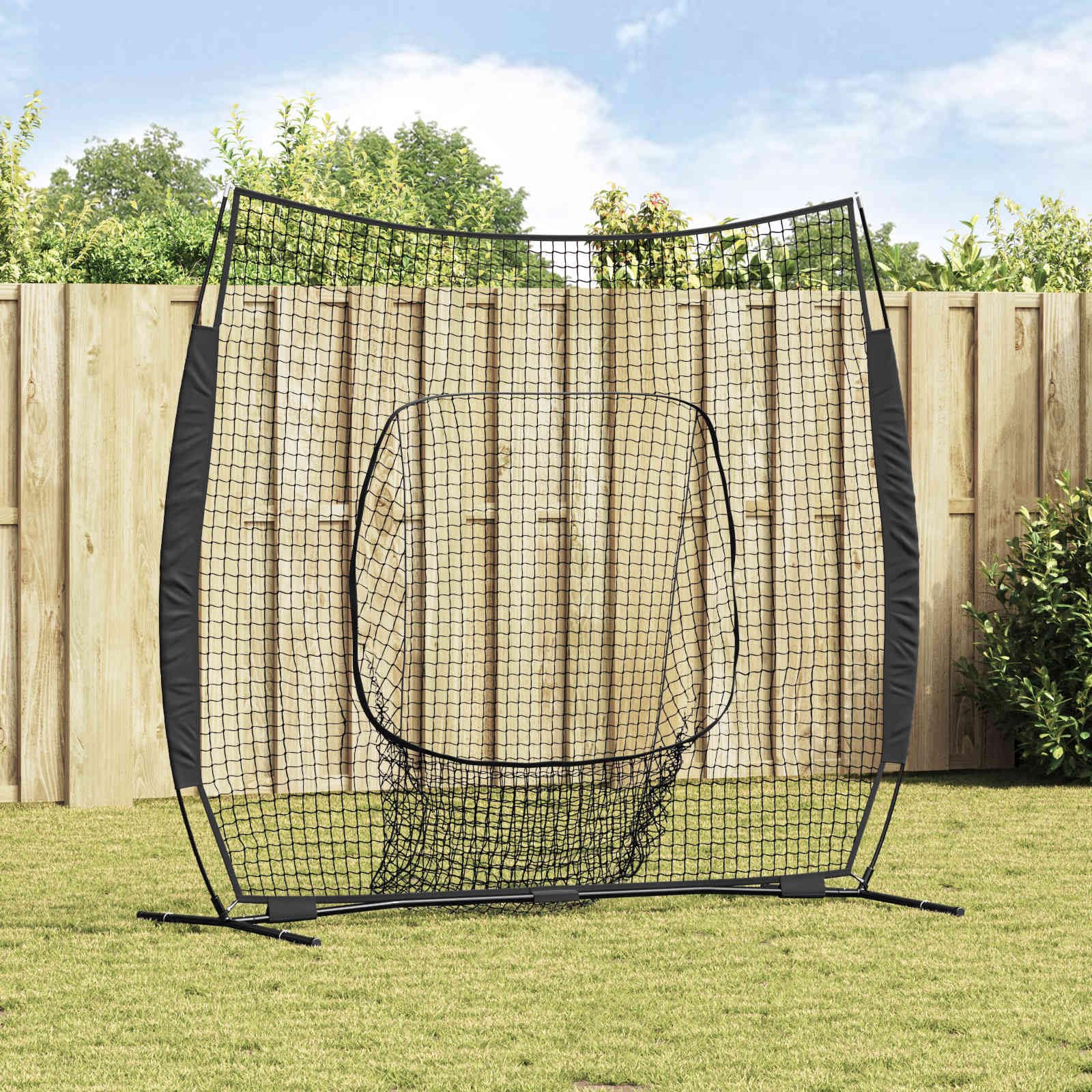 Baseball Übungsnetz 250 x 106 x 209 cm Trainingsnetz für Softball Sportarten aus robustem Polyester Schwarz
