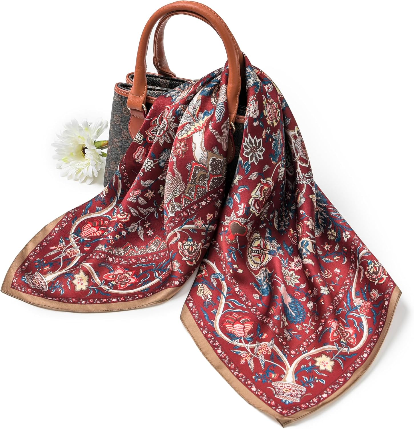 100% Mulberry Silk Scarf 25.6"x25.6" Square Women Neckerchief Headscarf - Lightweight Neck Scarf Gift Packed - Image 5