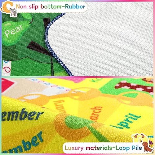 Miniatura 7 de Chicrug Alfombra educativa para niños de 3 x 5 pies para sala de juegos, TPR antideslizante para niños, alfombra de aula para aprender animales ABC,