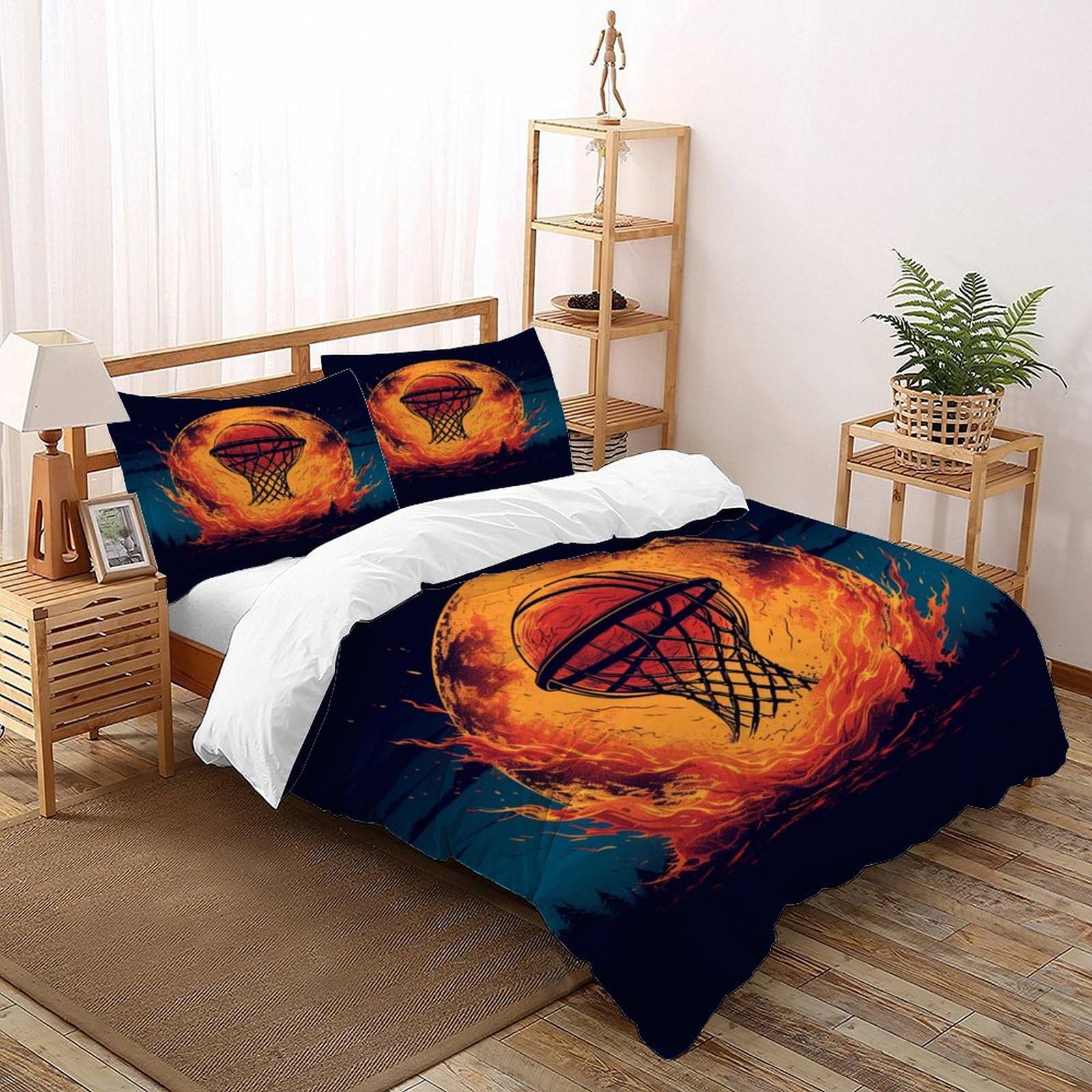 Housse de couette basket-ball 200x200 avec 2 taies d'oreiller