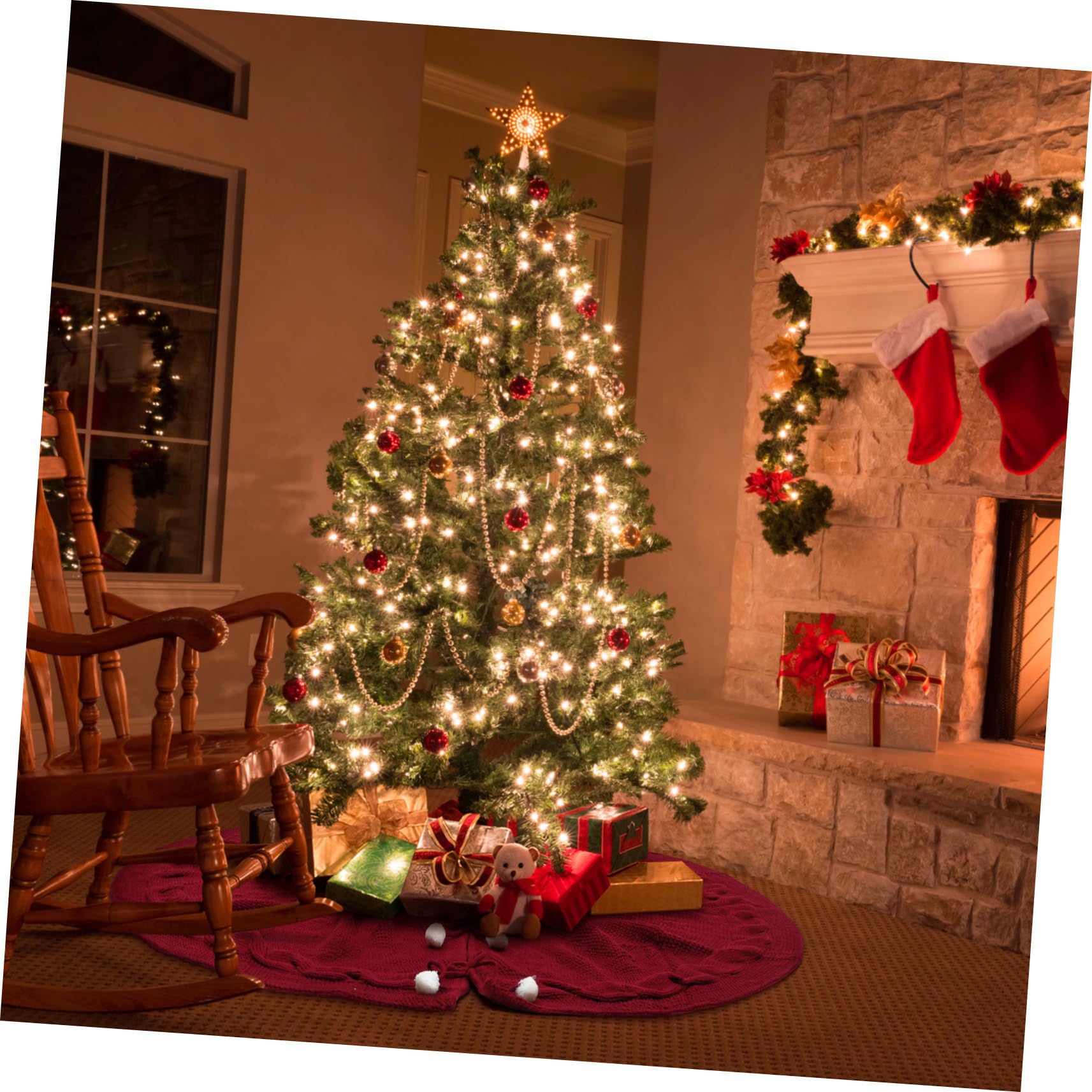 1pezzi Gonna Per Albero Di Natale in Non Grembiule Decorativo Imitazione Lana Lavorata Copri Albero Natale Per Atmosfera Festiva Casa e Negozi