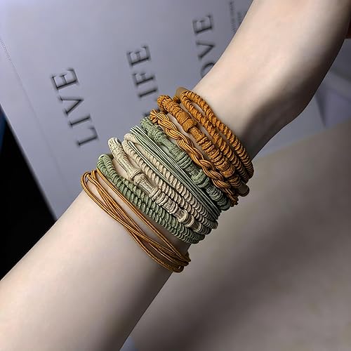 Miniatura 3 de GEMGIMY Juego de 24 lazos para el cabello con pulseras bohemias con 6 colores y 4 diseños elegantes
