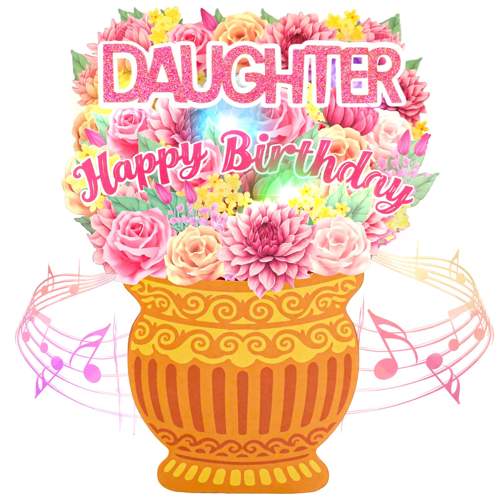 Birthday Cards for Daughter, Pop Up Birthday Card with Music and Lights
