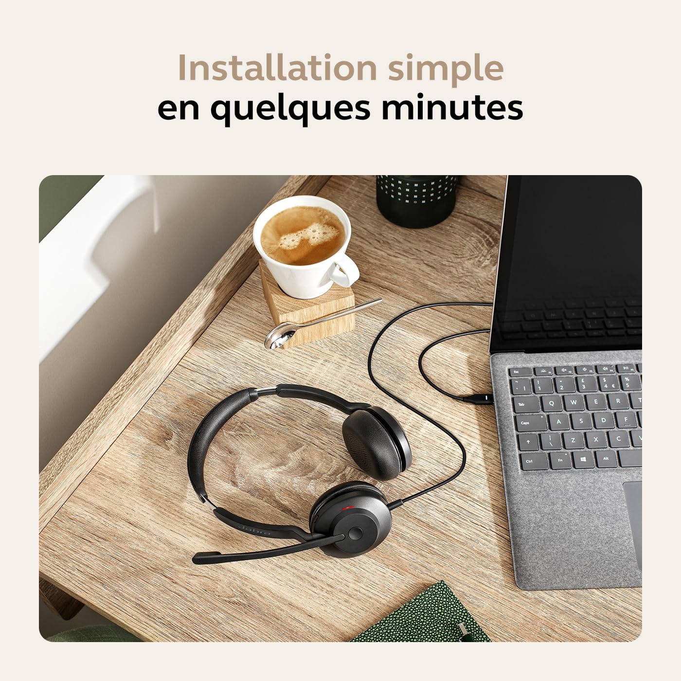 Jabra Evolve2 30 SE Micro-casque filaire stéréo à réduction de bruit avec technologie d’appel à 2 microphones et câble USB-C - Fonctionne avec les plateformes UC telles que Zoom et Google Meet - Noir