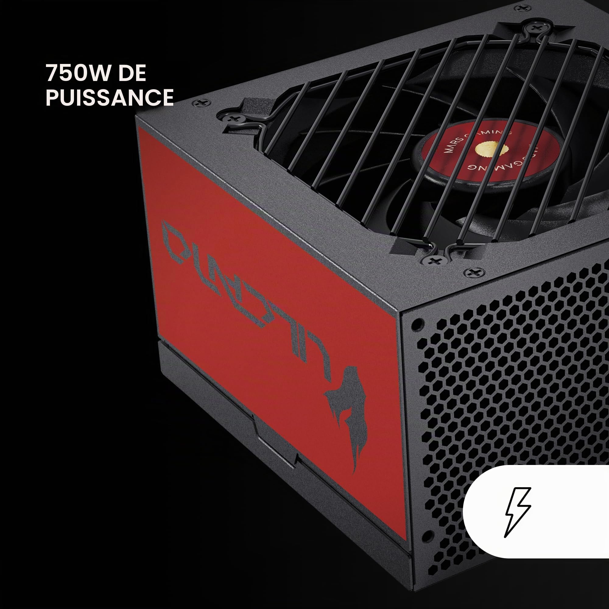 Mars Gaming MPVU750SI, Alimentation ATX 750W, 10 Ans de Garantie, 80 Plus Silver, +87% Efficacité, Technologies AI2-RPM, DC-DC et SMD, PFC Actif, Condensateurs Japonais Toshin Kyogo 105º, Rouge