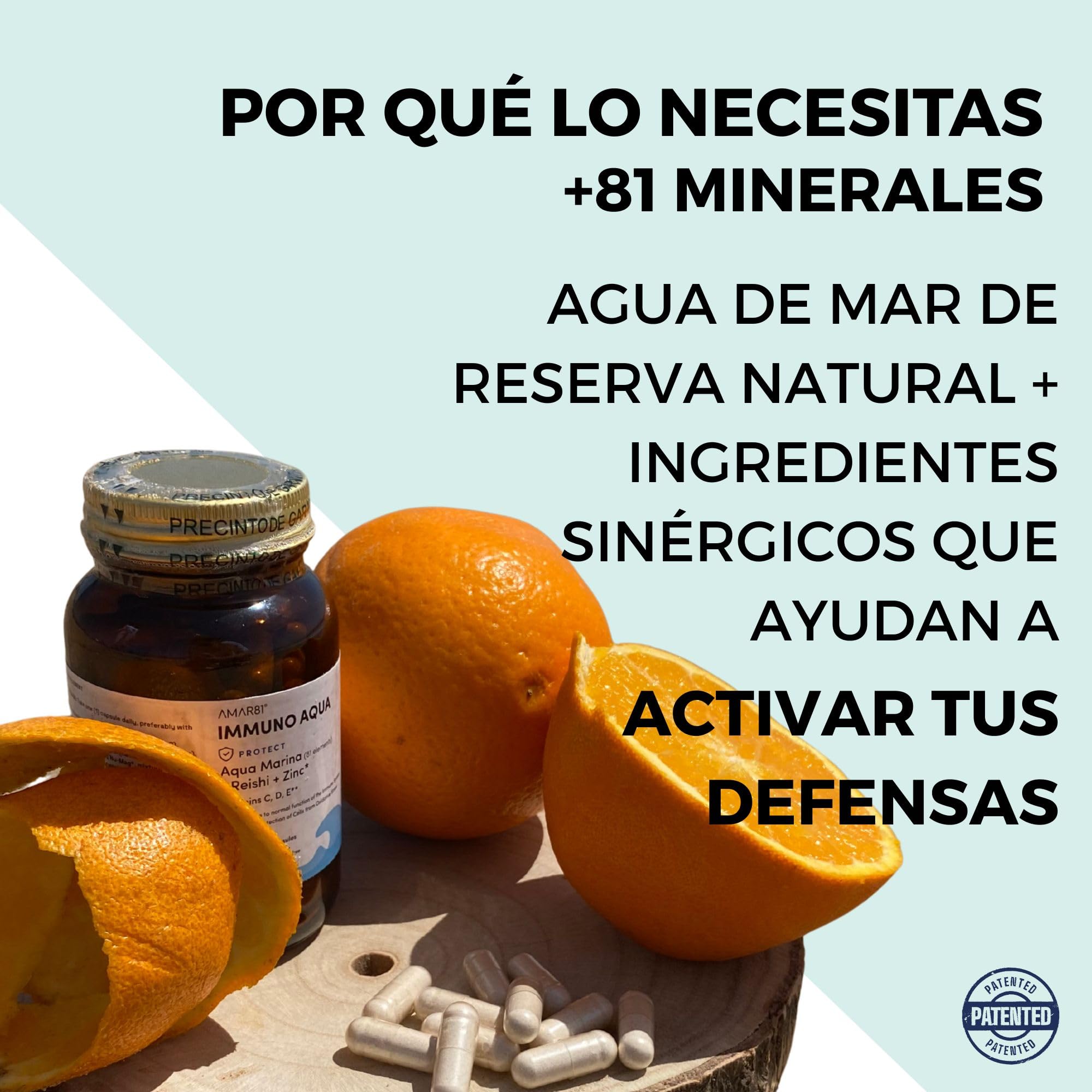 Suplemento alimenticio natural completo para el Sistema Inmunitario y Cansancio | IMMUNO AQUA | 90 cápsulas