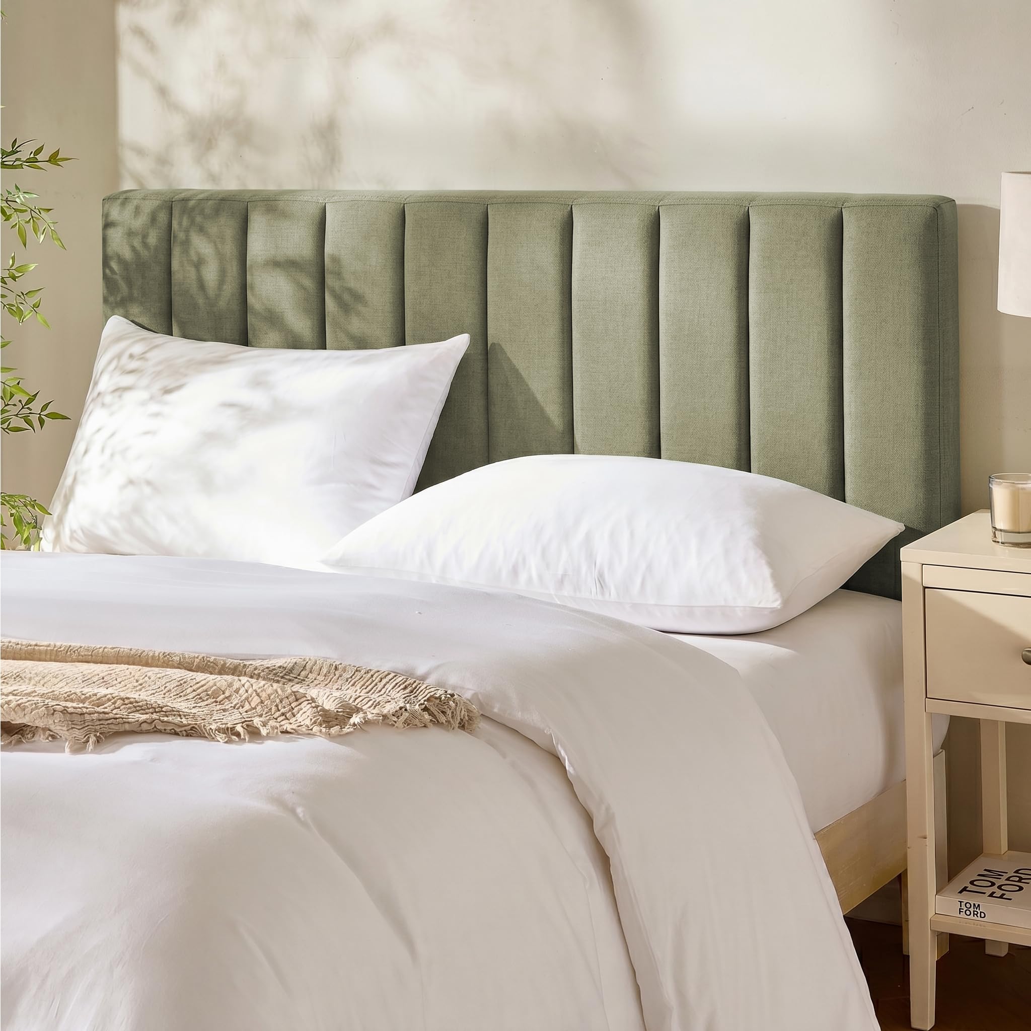 Wall-Mounted Channel Stitched Queen Headboard