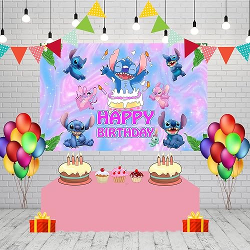 Miniatura 3 de Telón de fondo hawaiano Aloha para fiesta de cumpleaños temática de Lilo y Stitch suministros de 5 x 3 pies fondo de fotos tropicales para fiestas