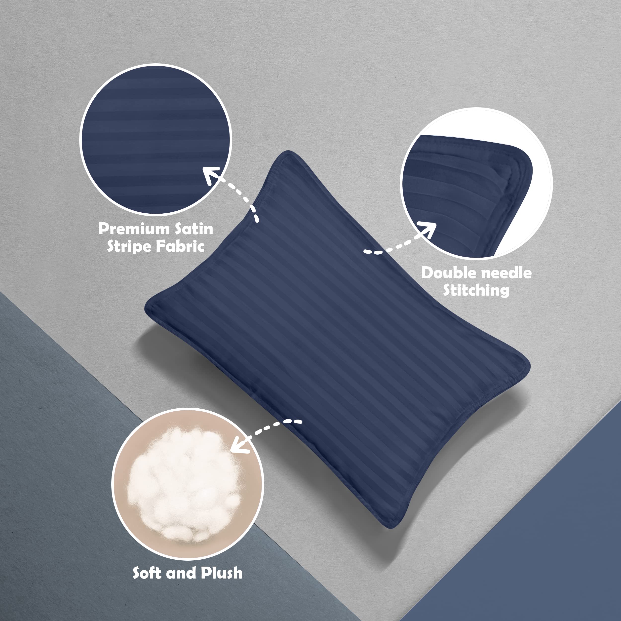 Utopia Bedding Almohada para niños pequeños (azul marino, paquete de 2), almohadas de 13 x 18 pulgadas para dormir, funda de mezcla de algodón suave y transpirable, almohada para niños pequeños