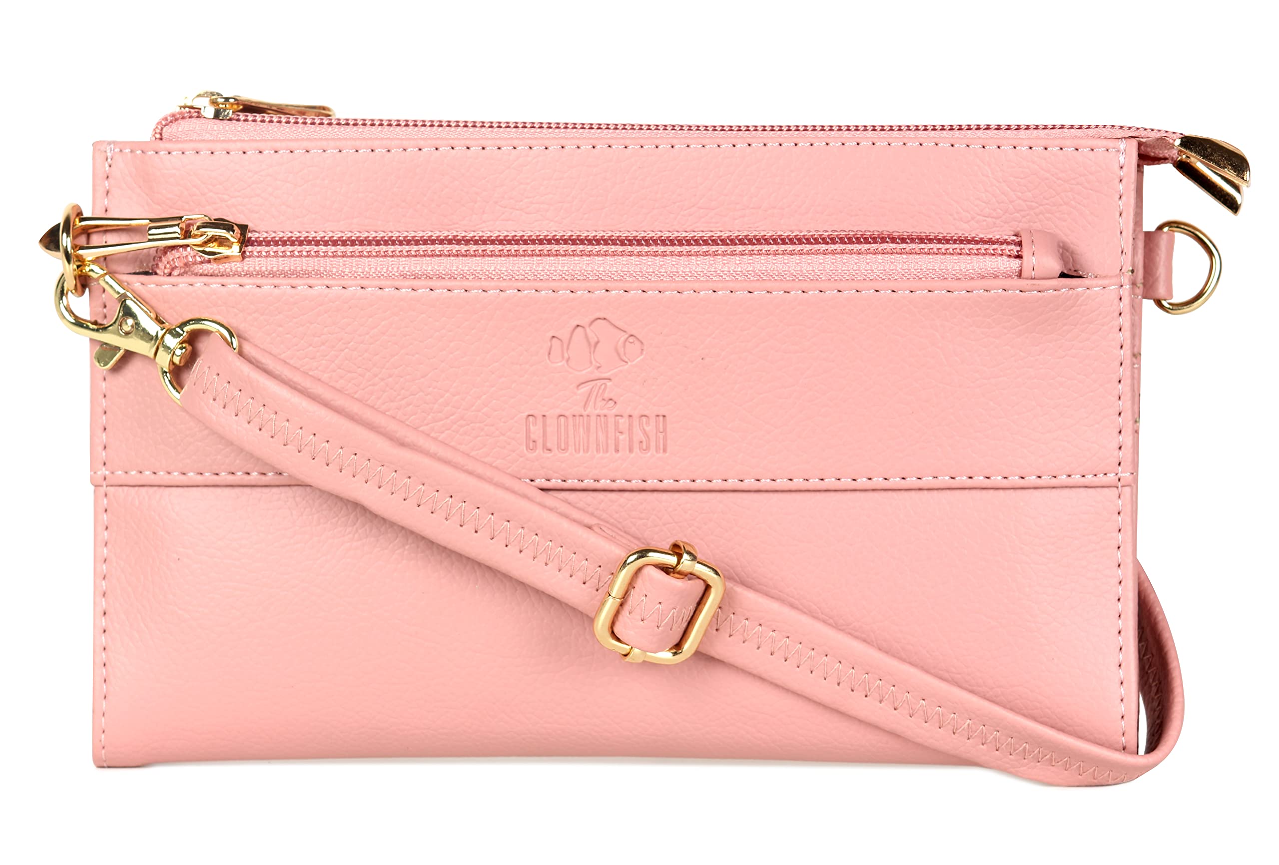 THE CLOWNFISHPriscilla Collection Womens Wallet Clutch Sling Bag Ladies Purse with Multiple Card Holders (Pink)