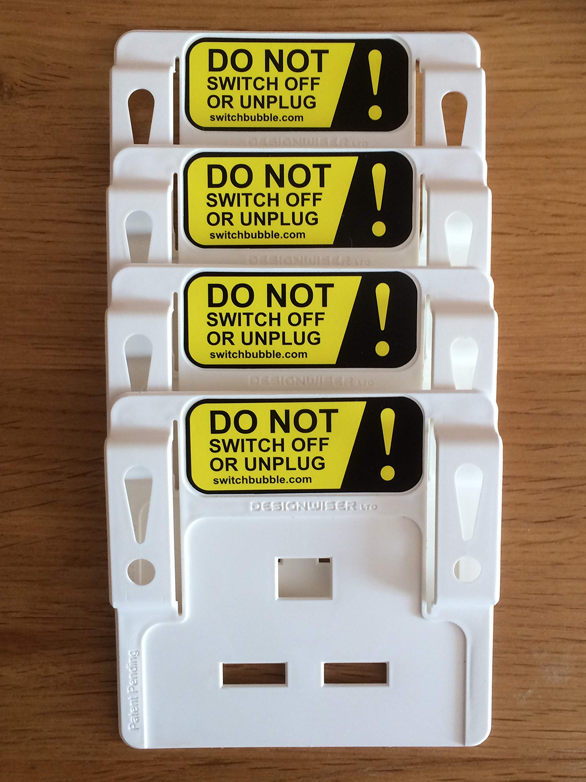 MASONA Pack of FOUR Power Protector. Place the Power Protector between any UK 240V 3 pin plug and socket to act as a visual warning and a cover over the switch. (White)