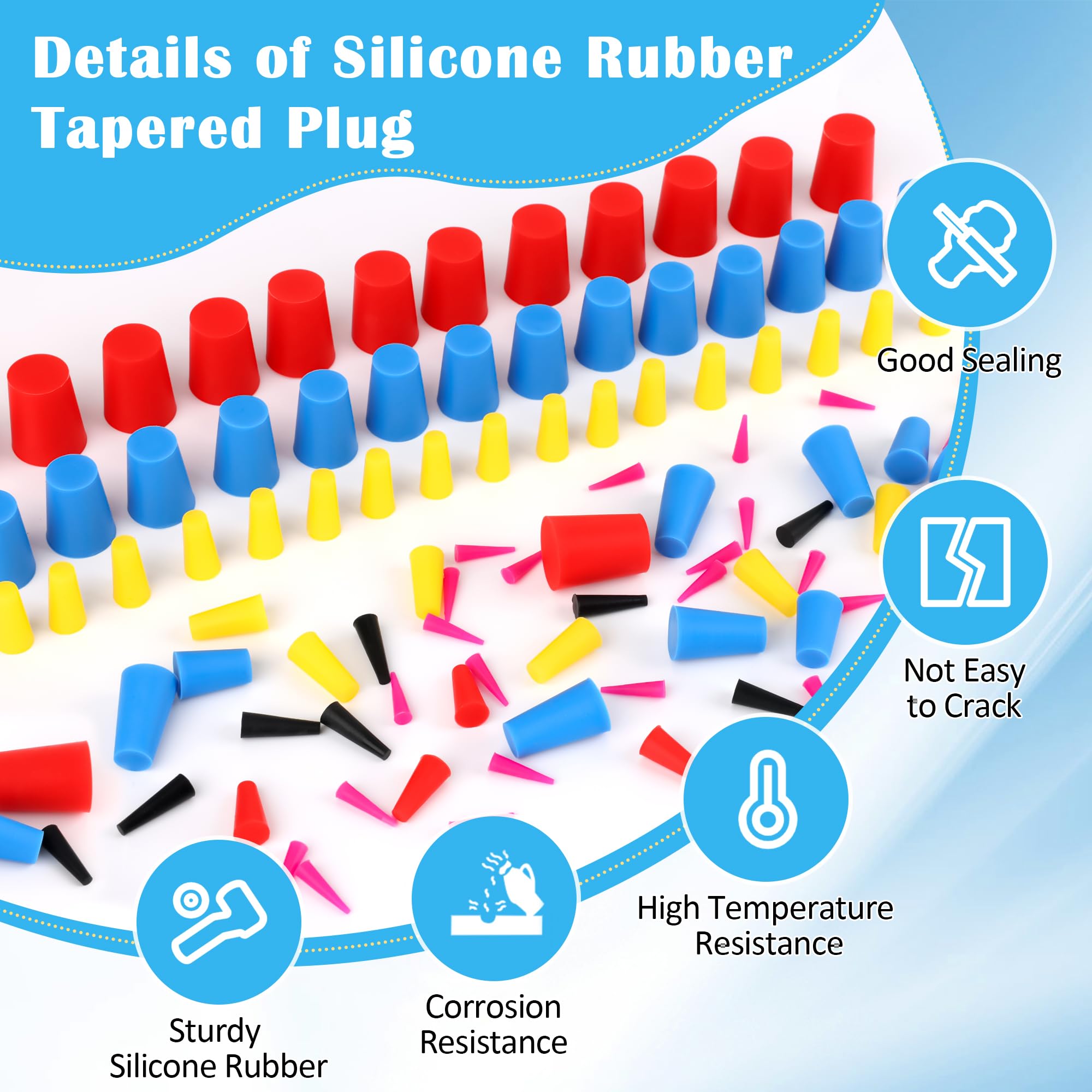 Silicone Rubber Stoppers - 360 Pack, 8 Sizes -3