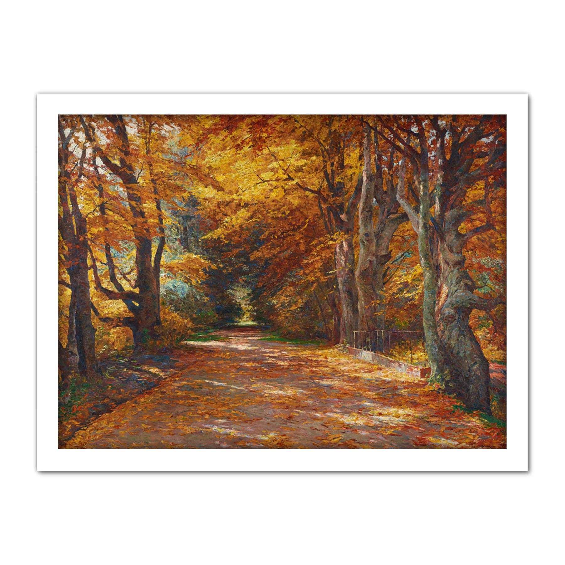 Artery8 Florian Praterallee Autumn Vienna Trees Painting Artwork Framed Wall Art Print 18X24 Inch