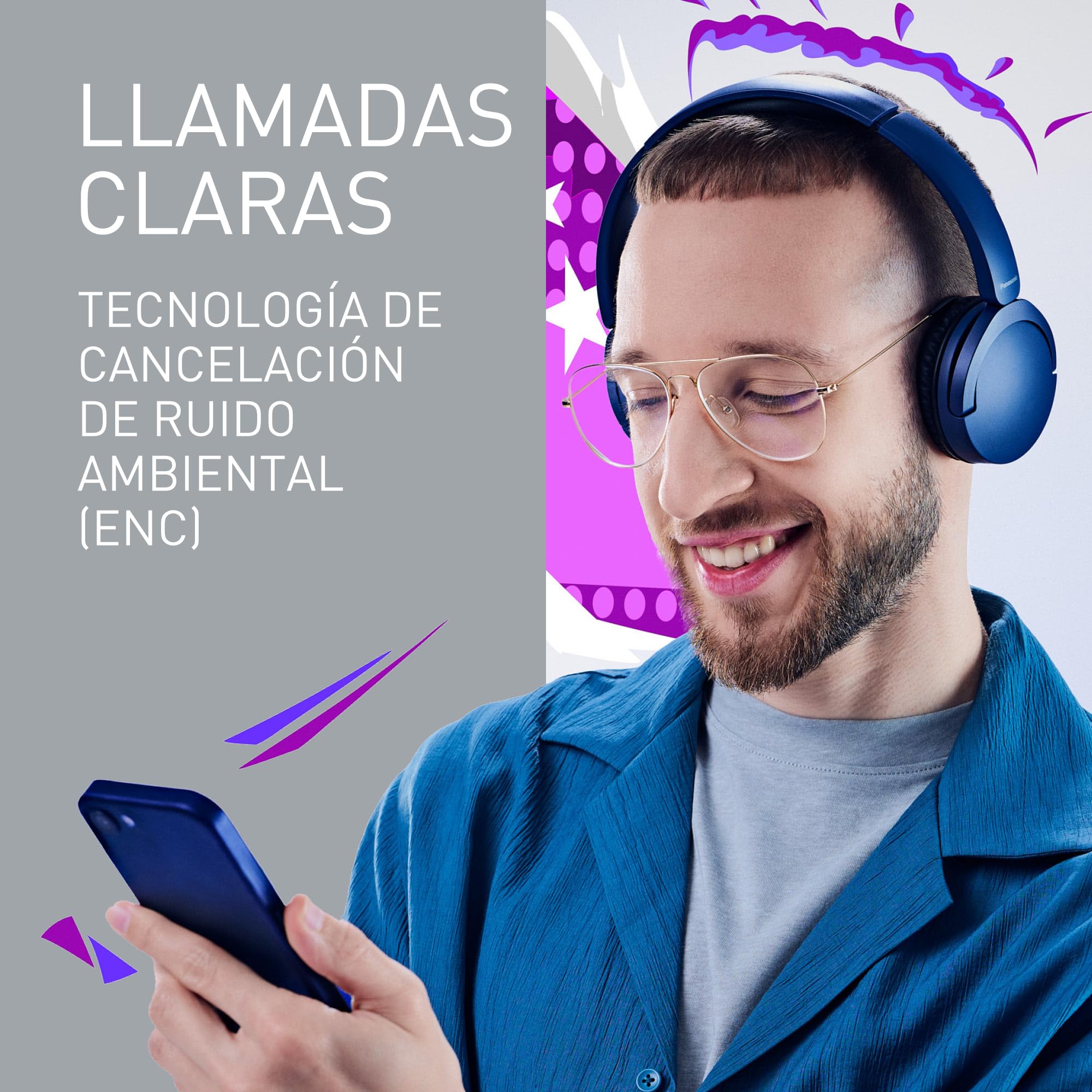 Panasonic HF630B, Street Auriculares Inalámbricos, Supraurales, Micrófono Integrado, Bluetooth 5.3, Multipunto, Diseño Giratorio, hasta 72 Horas De Reproducción, USB-C, Blanco