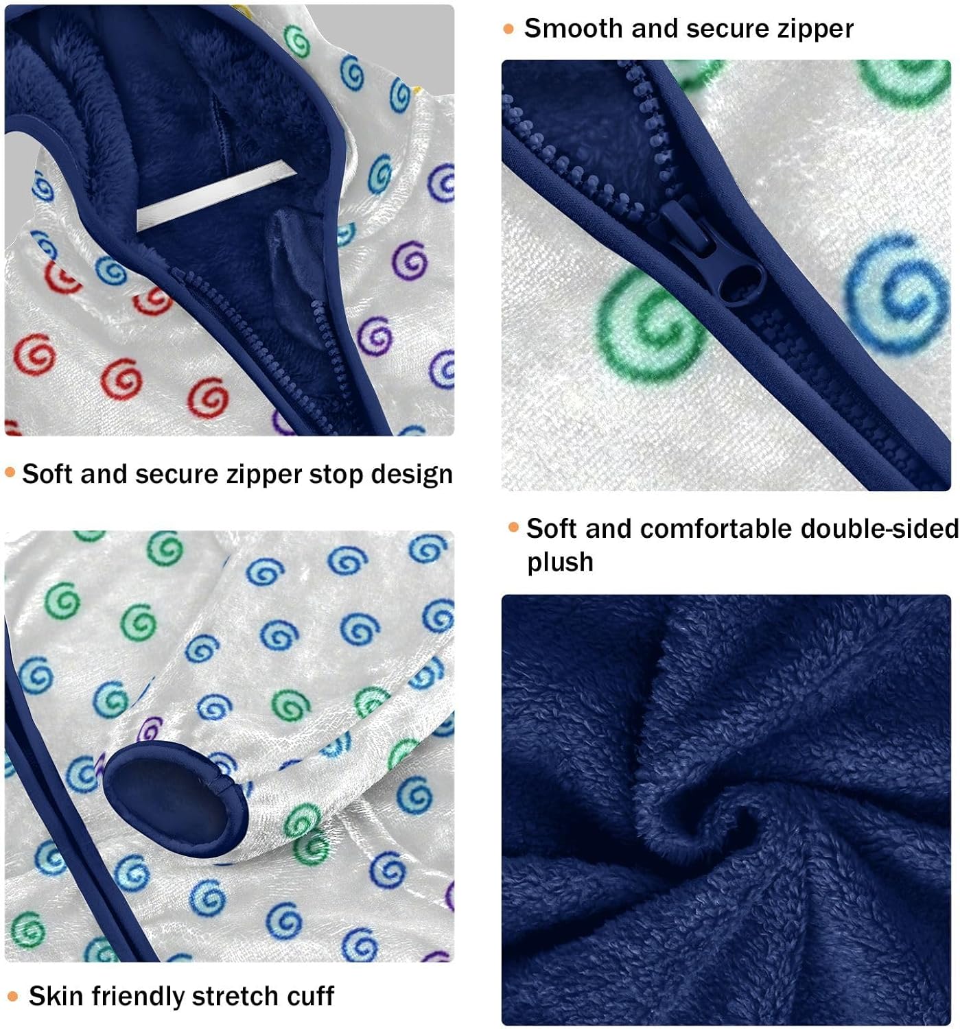 Colorful Rainbow Circles Light Jackets Toddler Outerwear Jackets Navy Blue Baby Boys Hoodie
