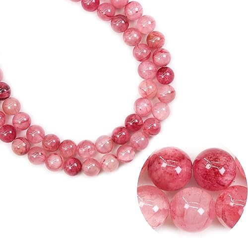 Cadena natural de piedras de joyería, cuentas redondas sueltas para la fabricación de joyas de bricolaje, 1 hebra15 pulgadas (piedra de cristal rosa