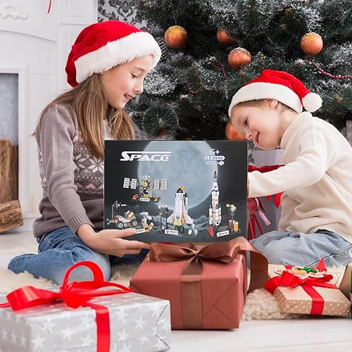 Miniatura 7 de Juguetes de Transbordador de Exploración Espacial para Niños, Kit de Construcción Aeroespacial STEM con Cohete, Transbordador Espacial, Buggy Lunar