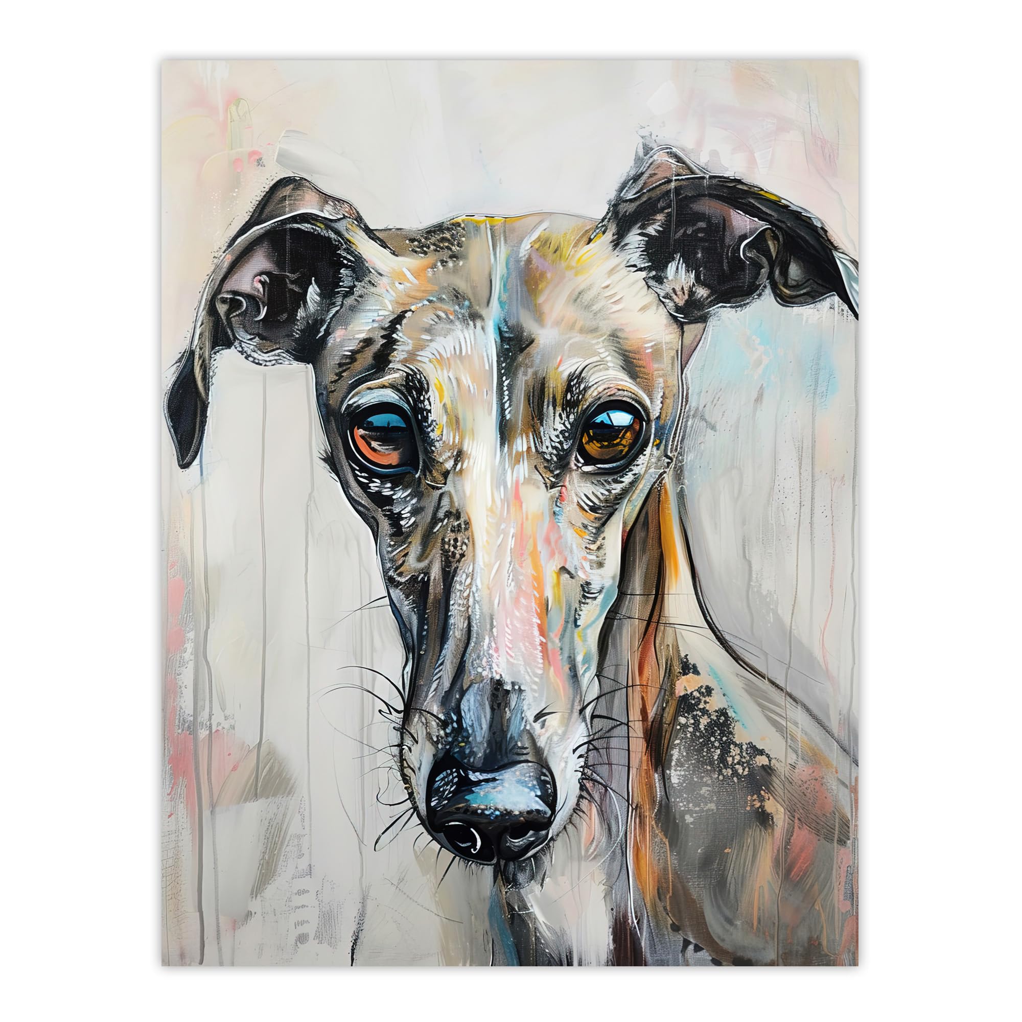 Artery8 Greyhound Whippet Dog Lover Cute Pet Portrait Living Room Large Wall Art Poster Print Thick Paper 18X24 Inch