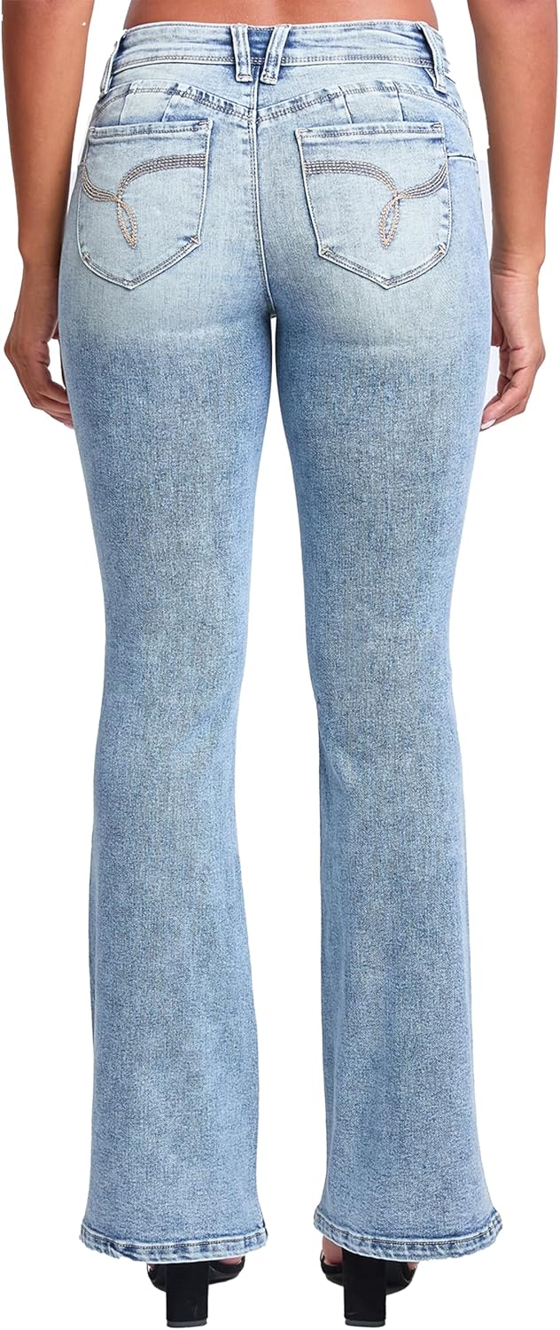 YMI Womens YMI Jeans Women's Wannabettabutt Low Rise Embroidered Flare Jeans - Image 3
