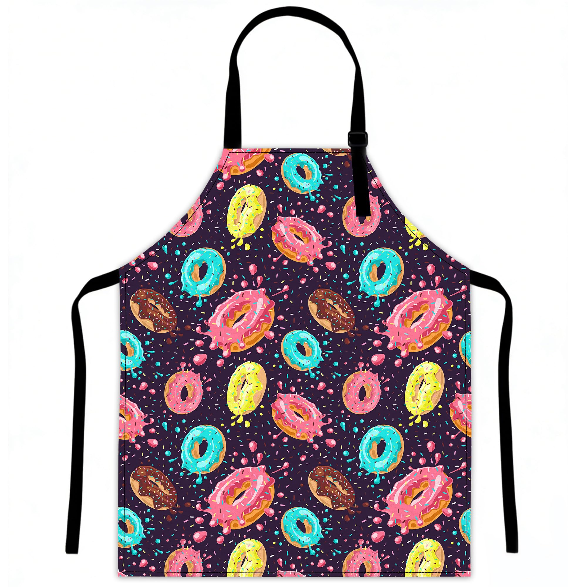 LQEBUY Colorful Donuts Aprons for Women Kitchen Cooking Apron Adjustable Bib for BBQ Coffee House Home Restaurant Craft Garden