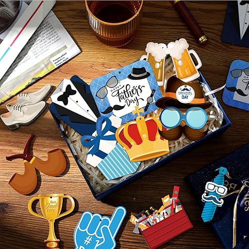 Miniatura 7 de 24 adornos colgantes de madera para el día del padre, decoración de madera para el día del padre, corbata de lazo, corona de barba, colgante de