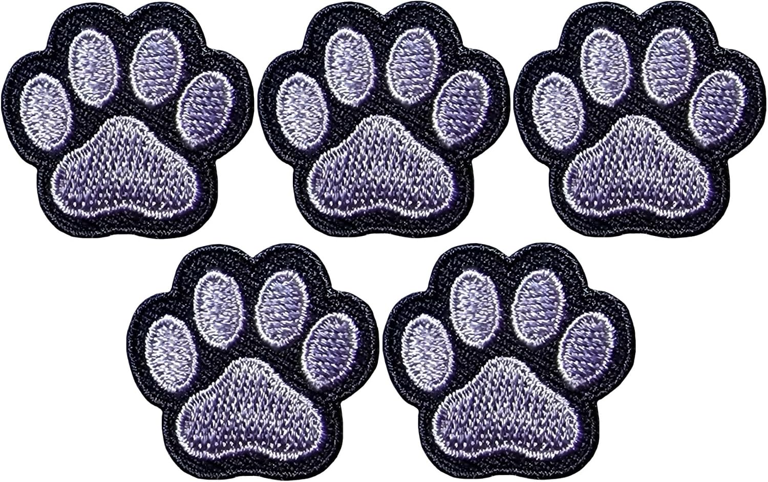 Set 5 of Small Mini Tiny Cute Dog Cat Paw Animal Footprint Symbol Badge Cartoon Decal Decorative Repair Clothes Jacket Applique Sew Iron on Embroidered Patches - Black Grey (PAW-BKGY-MINI05)