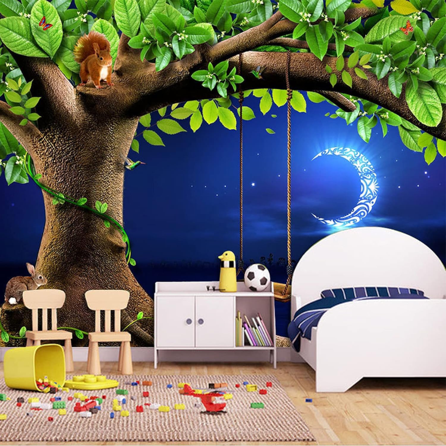 Papier peint autocollant amovible et lavable motif arbres de lune 300x210 cm
