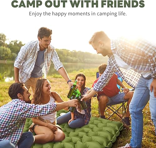 Miniatura 9 de Colchoneta de dormir doble para acampar con almohada, inflable, inflable, colchón de aire ultraligero, almohadilla de campamento impermeable