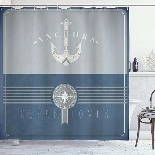 Miniatura 43 de Ambesonne Decor Collection cortina para regadera de baño de poliéster Chocolate,Beige y Marrón,Azul y gris,Azul Violeta,Gris antracita, blanco,Crema