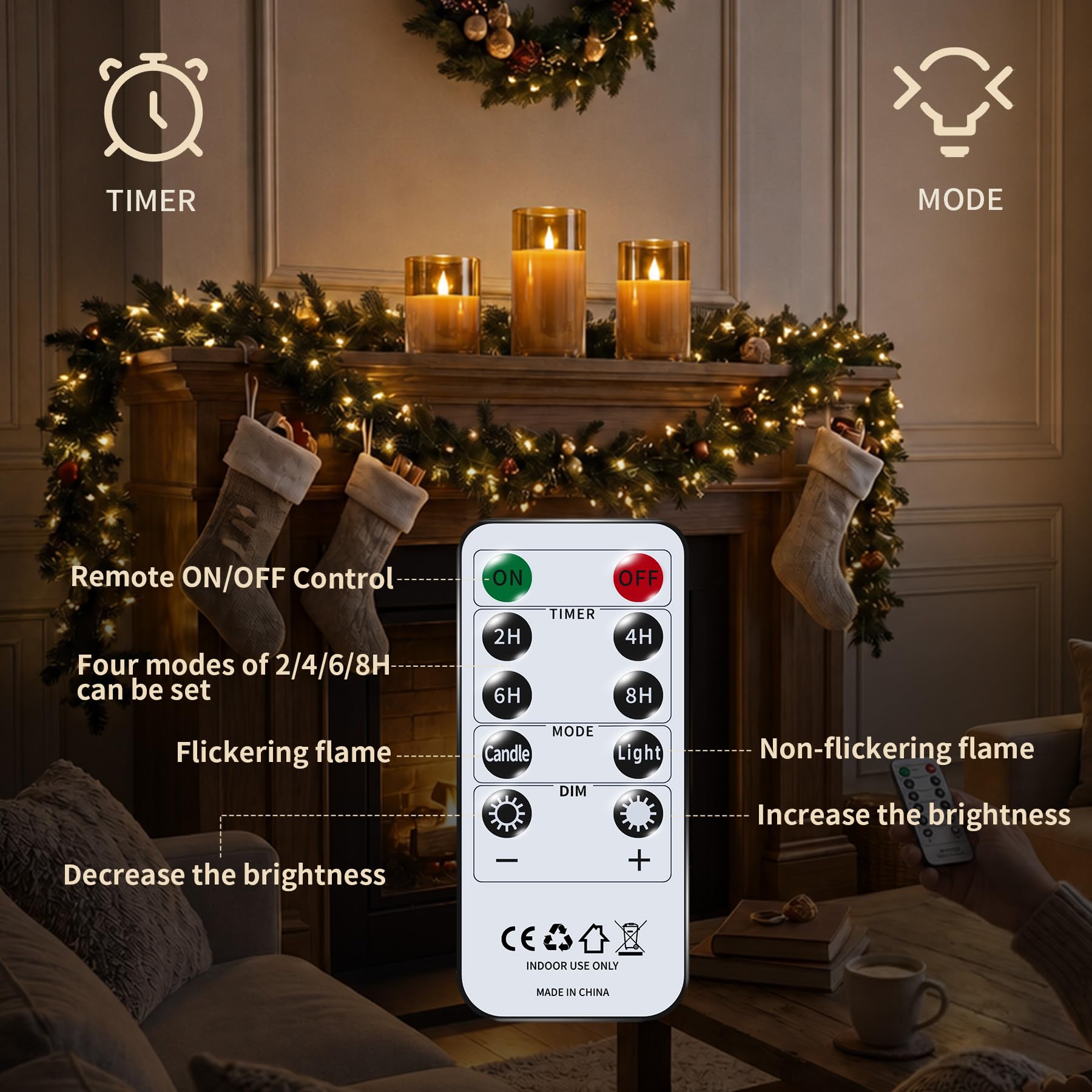 Forever Speed 6 Pezzi Vetro Dorato Candele LED Flameless Candele a Batteria